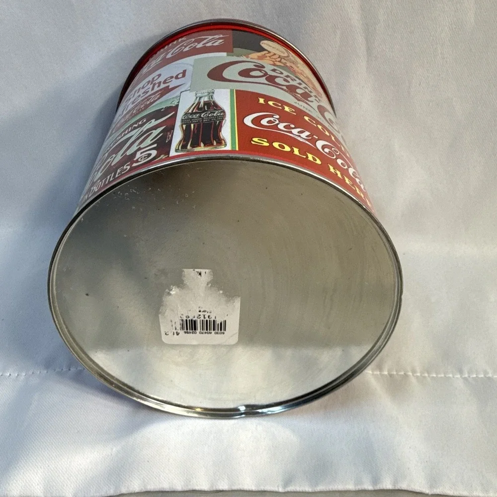 Coca-Cola Vintage Ads Collage Tin Canister w/ Lid, Red Multicolor Soda Repro